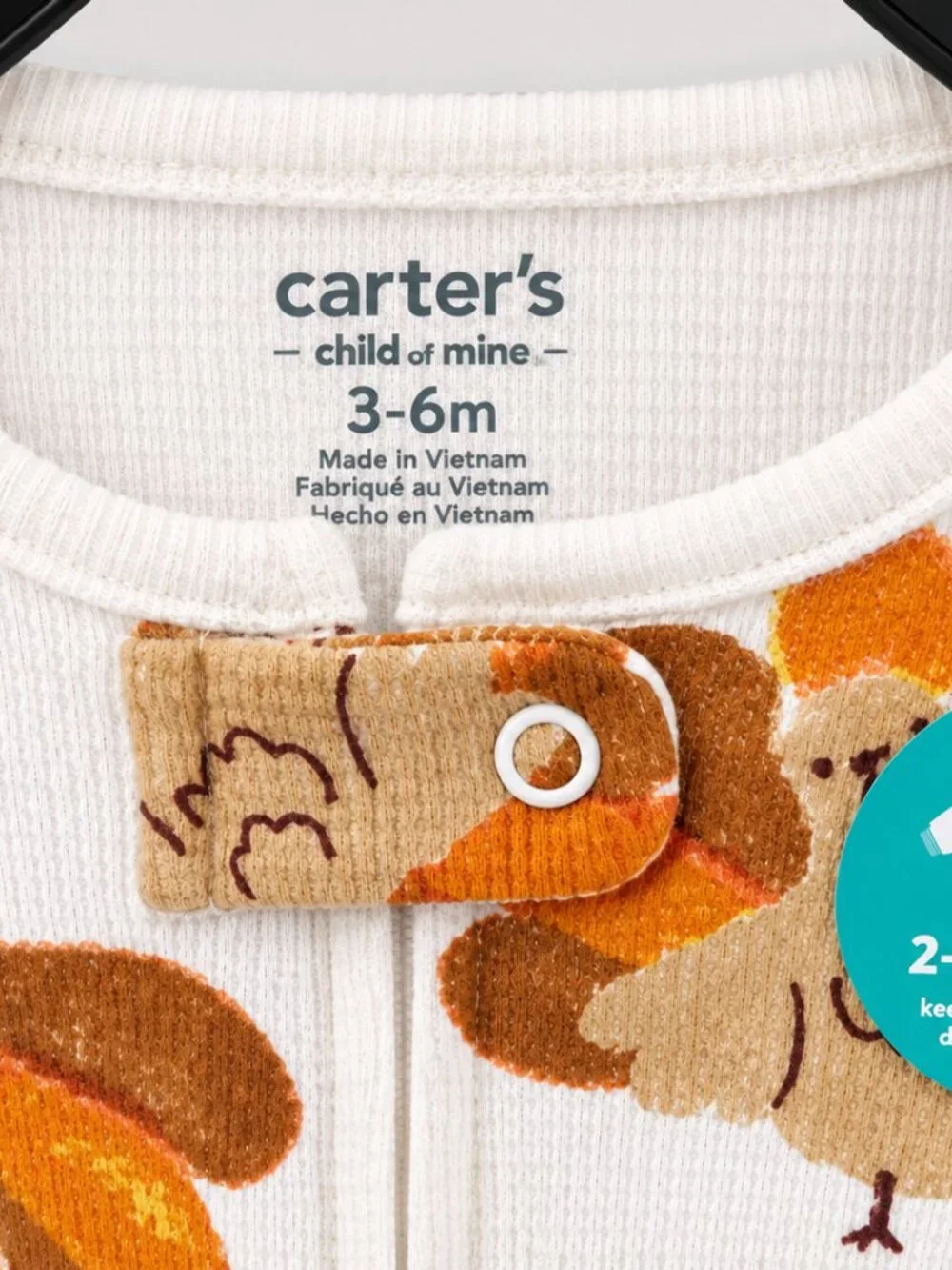 Carter’s Child of Mine Baby 3-6M Fall Thanksgiving Sleepers Turkey Animals NWOT